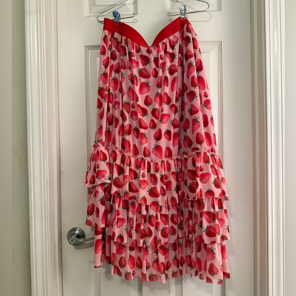 Anthropologie Strawberry Print Ruffled Skirt